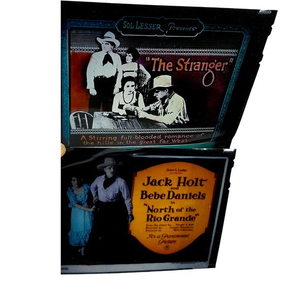 Vintage North of The Rio Grande & The Stranger Movie Lobby Card Negative SET - Picture 1 of 6